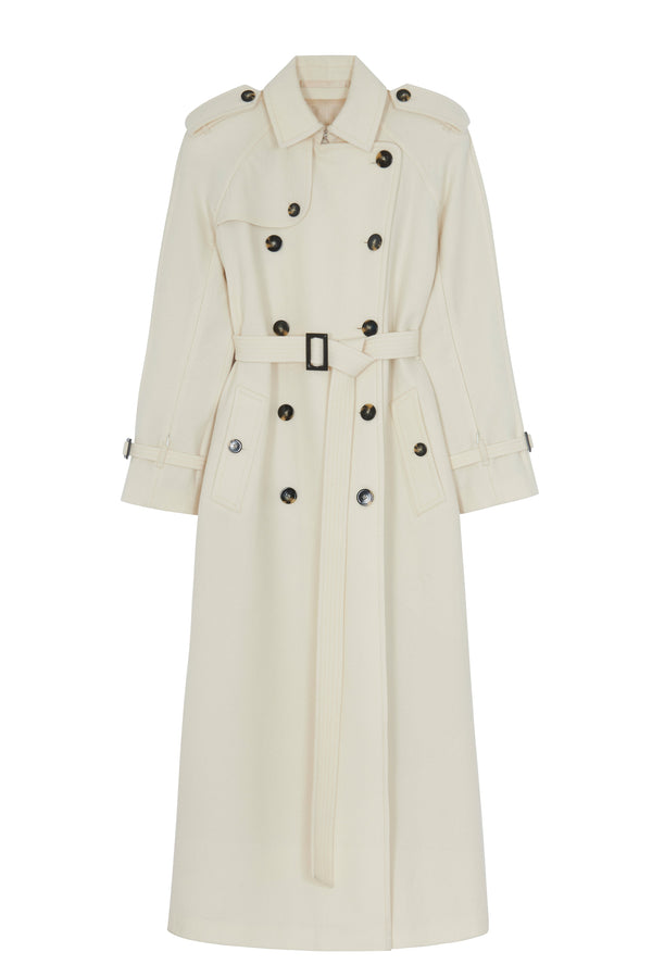 White coat in virgin wool with an oversize fit