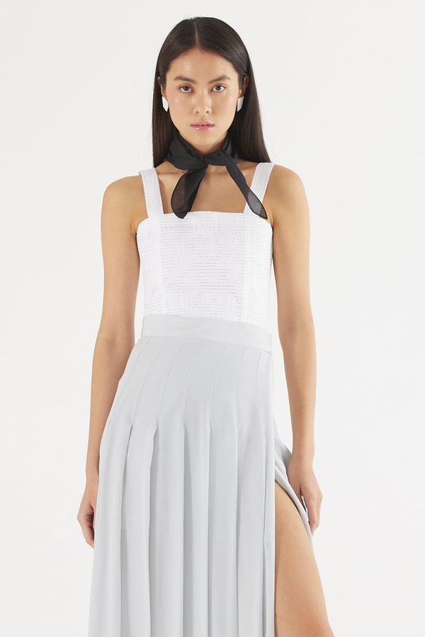 Top in recycled cotton with corsetry structured