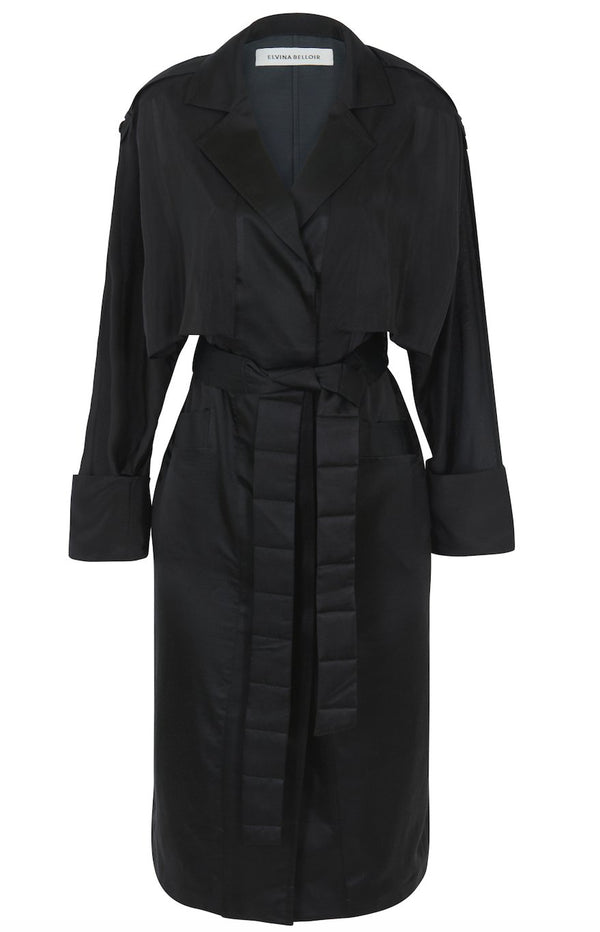 Black silk glamorous dress with timeless cut