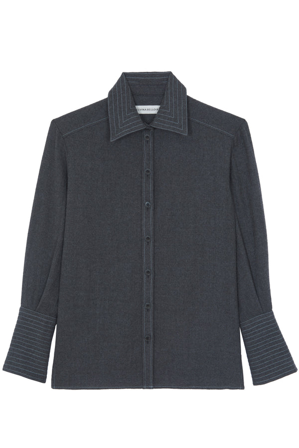 Wool grey shirt with a contrast stitching 