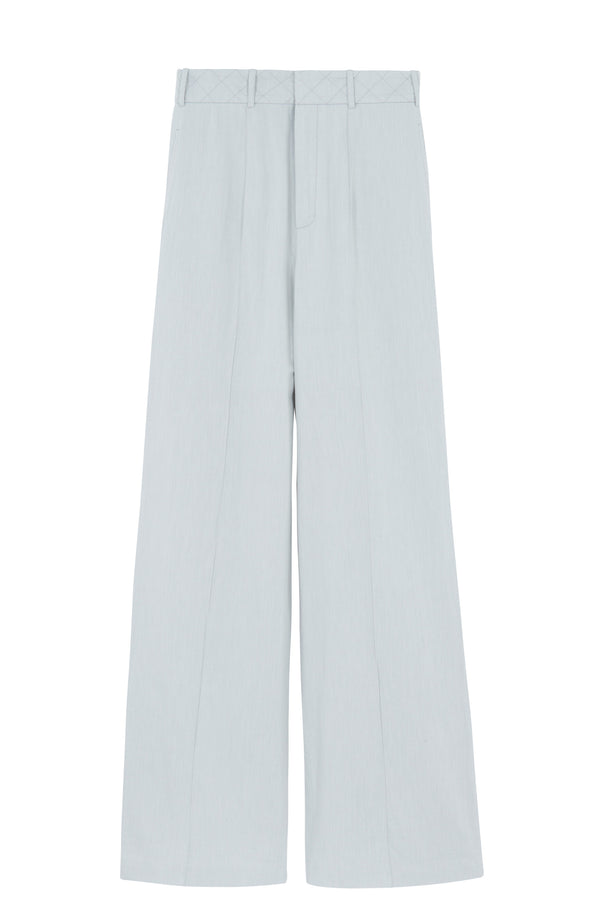 Grey cotton pant with a flared cut and high waist