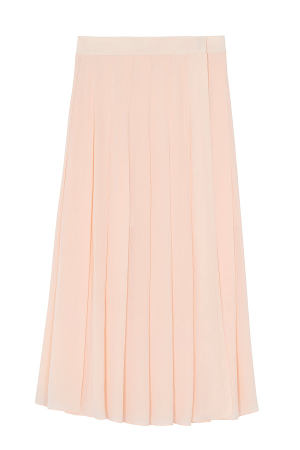 Ankle length pink silk skirt for an alluring look