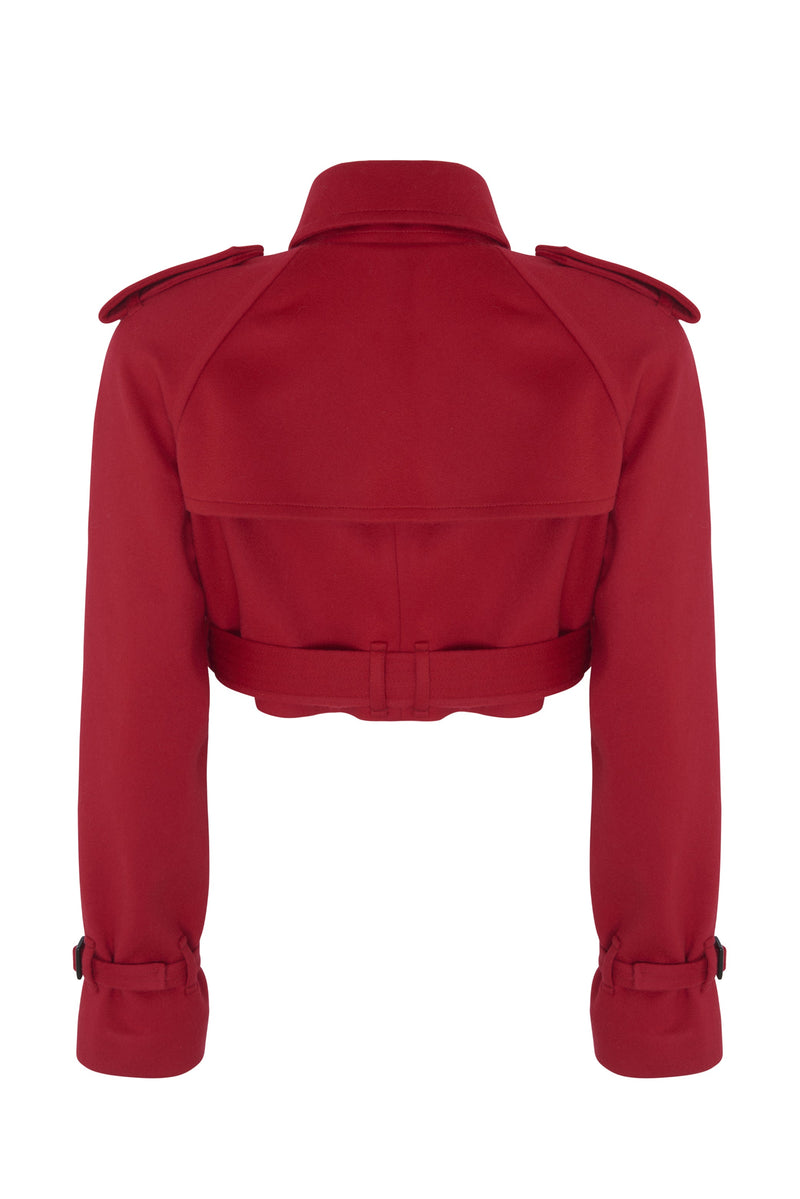 Red jacket in virgin wool perfect for cold seasons