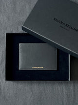 Black card holder in luxurious salmon and calfskin leather