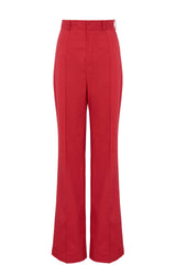 Red cotton pant with a flared cut and high waist