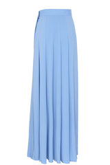 Maxi length blue silk skirt for an alluring look