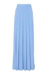 Maxi length blue silk skirt for an alluring look
