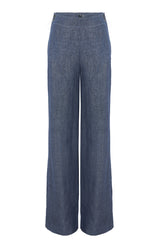 Blue linen pant with a loose fit for more comfort
